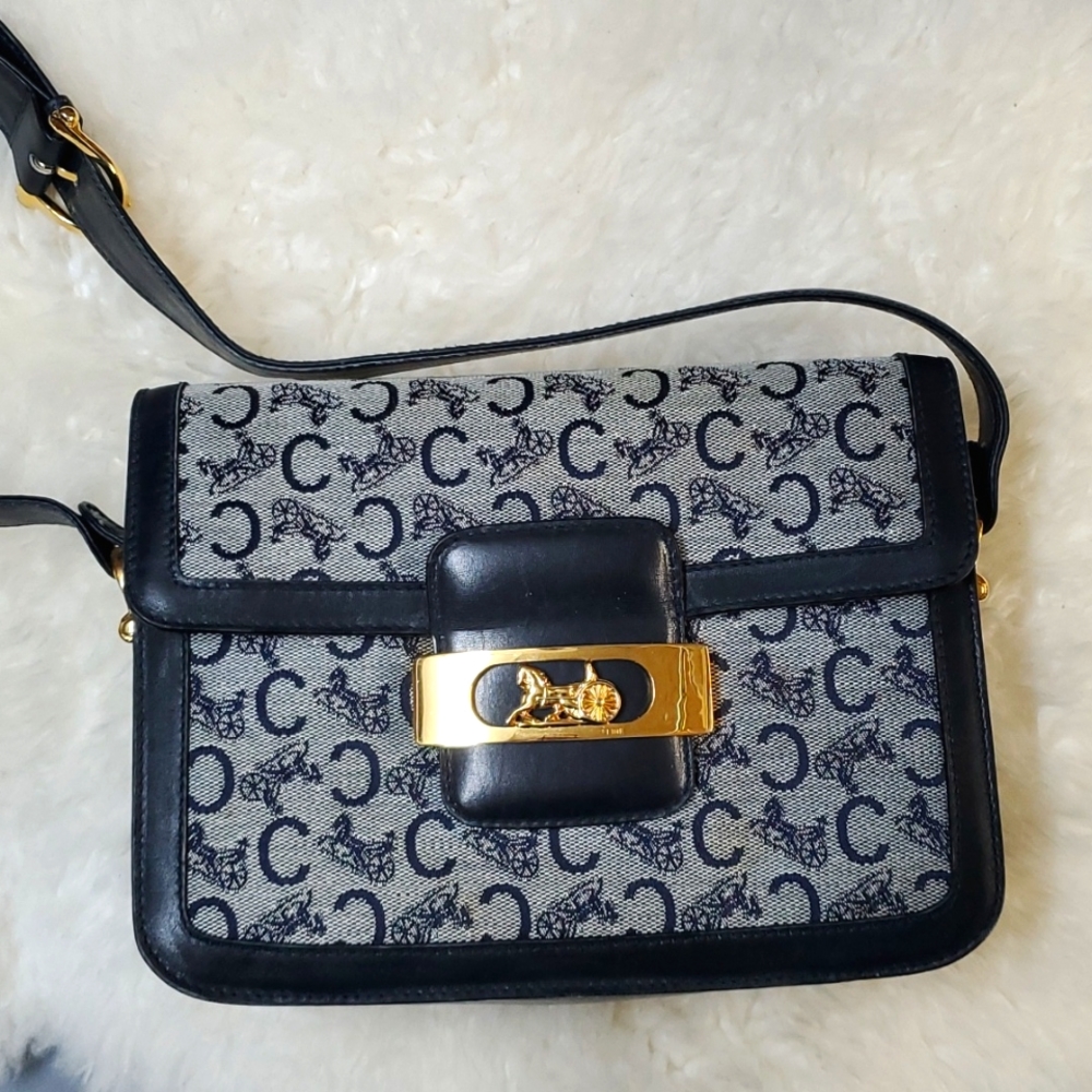 Céline CELINE C Macadam Horse Carriage Shoulder Bag